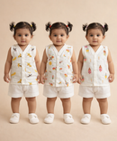 Baby Girls Sleeveless Muslin Cotton Printed Jebla Vest | 3–12 Months (Pack of 3)