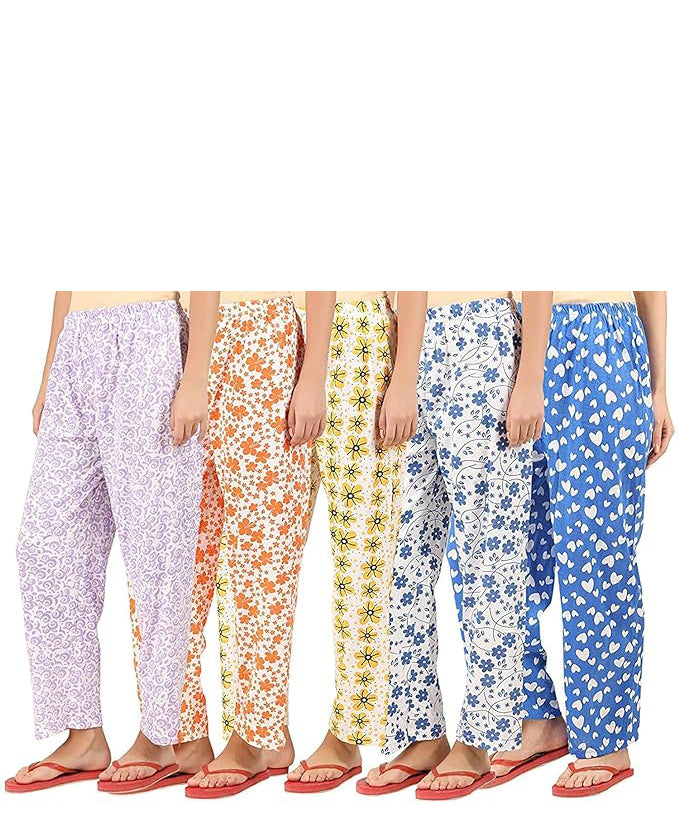 Women's 100% Printed Soft Cotton Night Wear - Pyjama (Pack of 3)