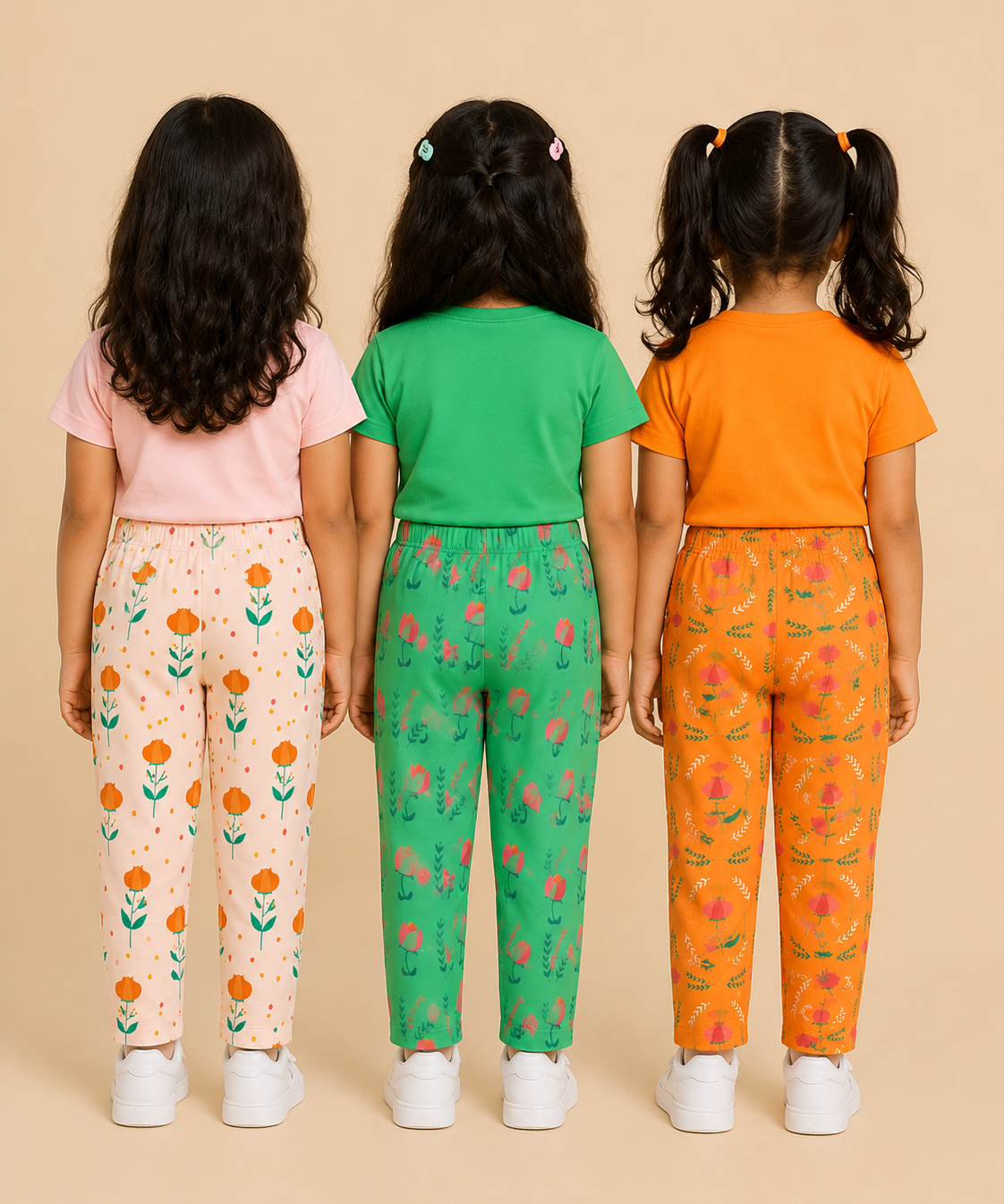 Pure Cotton Girls Printed Track Pant for Casual Night wear for Kids | Age 0 To 8 Years (Pack of 3)