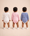 Boy & Girl Baby Long Sleeve Bodysuit | 100% Pure Cotton | Age 0-12 Months (Pack of 3 Combo)