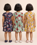 Girl Kids Frock 100% Cotton Floral Printed Gown Dress/Frock Dress | Age 1 to 8 Years (Pack of 3 Pieces)