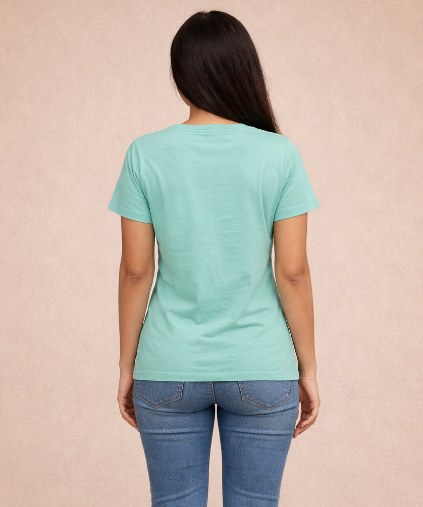 Premium Woman Half Sleeve T-Shirt / Round Neck Printed T-Shirt / Mint Green Color