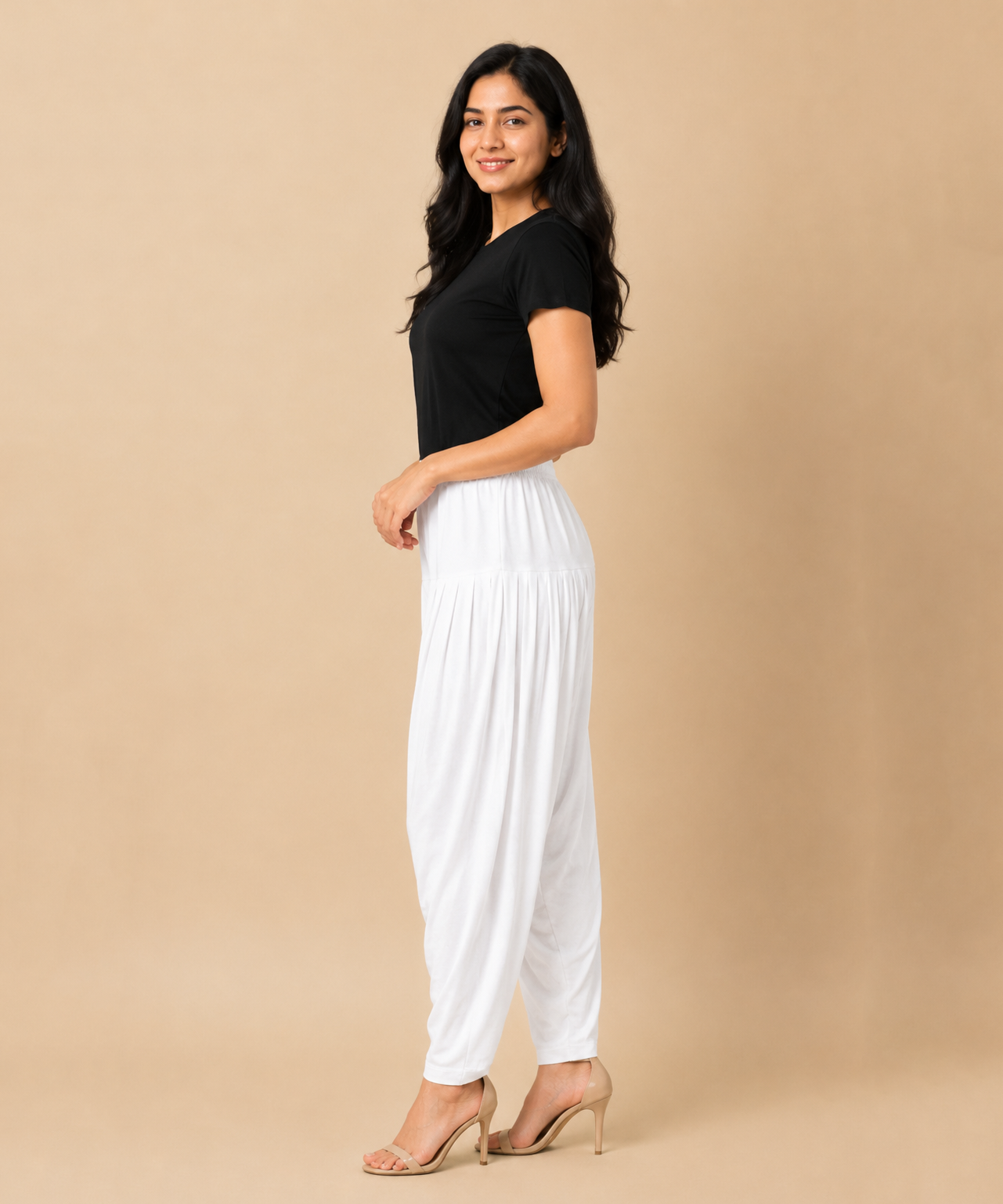 Women's Solid White Color Patiala Pant | Size L, XL, 2XL, 3XL | Comfortable Ethnic Salwar Bottom for Daily Wear