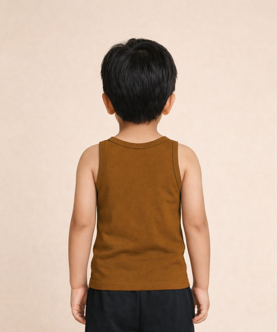 Kids Boys Color Cotton Inner Vest – Comfortable Sleeveless Undershirt ( Pack Of 5 Combo )
