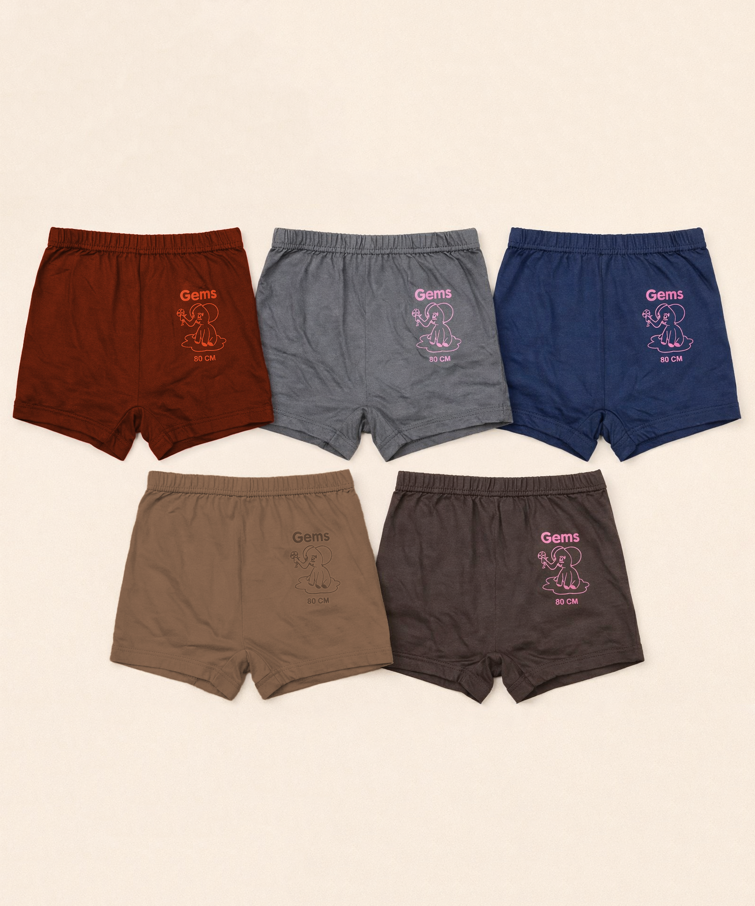 Boy Kids Gems Plain Underwear Brief 100% Pure Cotton | (Pack of 5)