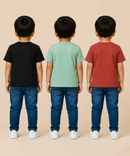 Kids Boys Popcorn Stripes Half Sleeve T-Shirt | Age 3 to 6 Years (Pack of 3 Pieces)