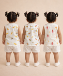 Baby Girls Sleeveless Muslin Cotton Printed Jebla Vest | 3–12 Months (Pack of 3)