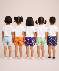 Girls Kids Pure Cotton Printed Shorts with Elastic Age 0 To 4 Years (Pack of 10)