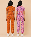 Girls Cotton All-Over Printed T-Shirt & Full-Length Pant Night Suit | Age - 9 to 15 Years | Pack of 2 Sets