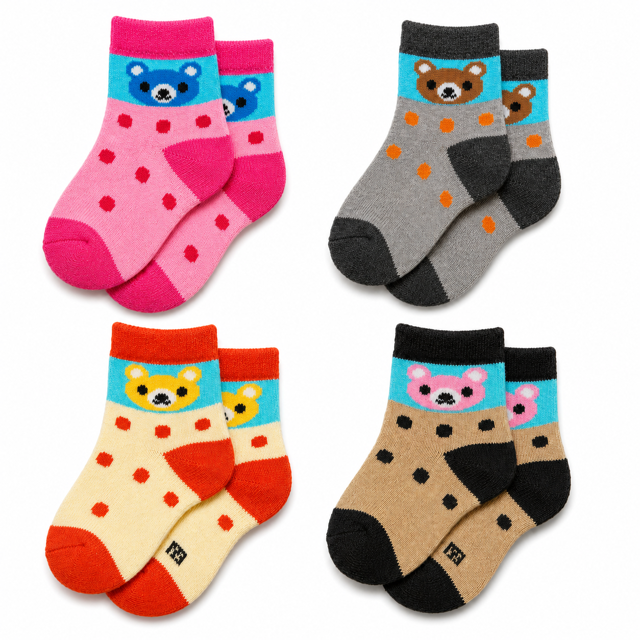 Cute Cartoon Ankle Socks for Baby Kids Casual Wear Multicolor |  Pack of 4 Combo