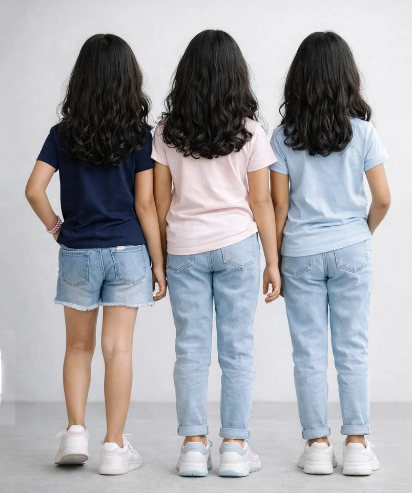 Girls Printed Casual Round Neck T-shirt (Pack of 3 Pieces)