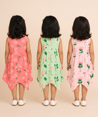 Fish Frock Floral Printed | Casual wear for Girl Kids Age 1 To 6 Years (Pack of 3)