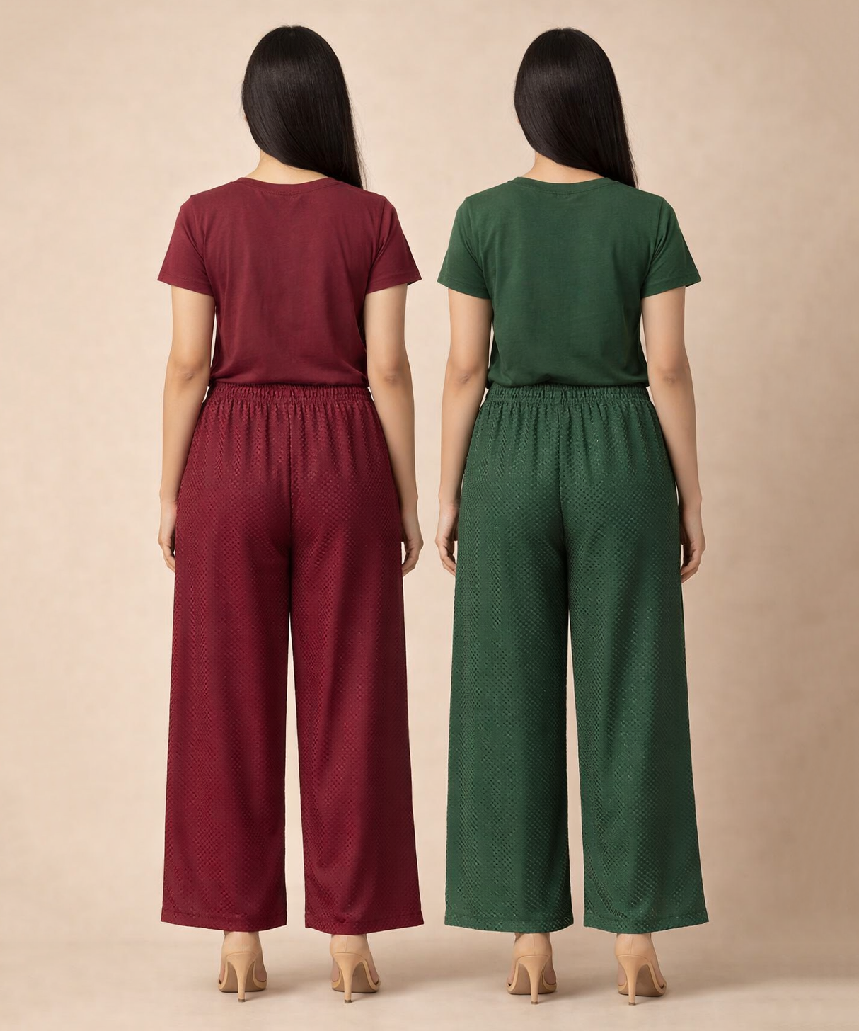 Birdseye Mesh Palazzo Pant | Casual Night wear for Women (Pack of 2)