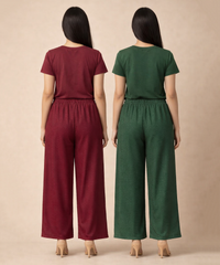 Birdseye Mesh Palazzo Pant | Casual Night wear for Women (Pack of 2)