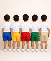 Pure Cotton Plain Shorts for Boys Kid with Elastic Age 1 to 4 Years (Pack of 10)