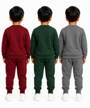Boys Full Sleeve Cotton Winter Co-Ord Set | Typography Chest Printed Sweatshirt & Jogger Track Pant | Age 1 to 4 Years (Pack of 3 Sets)