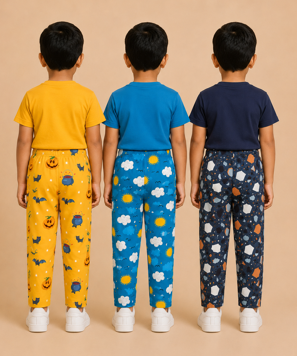Pure Cotton Boys Printed Track Pant for Casual Night wear for Kids | Age 0 To 8 Years (Pack of 3)