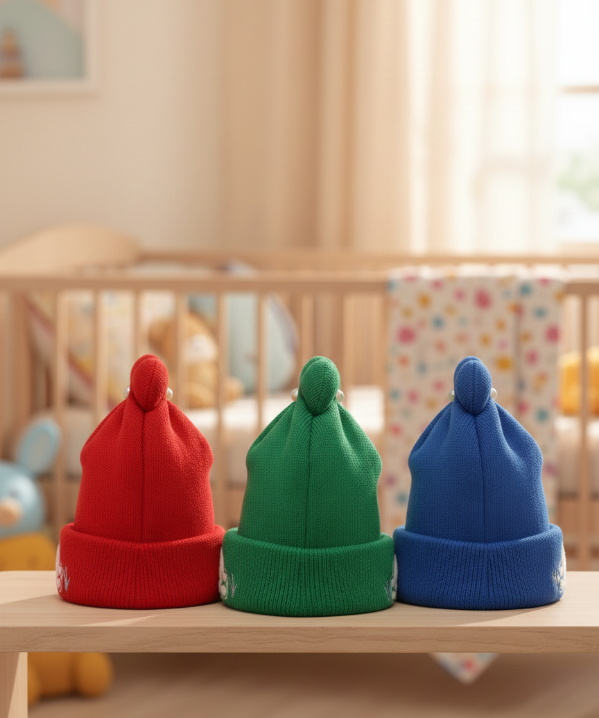 Premium Soft Cotton Baby Beanie Cap for Babies and Kids | Imported Woolen Fabric