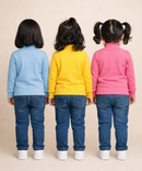 Kids Girls Full Sleeve Hi-Neck Plain Rib T-shirt | Age 0 to 5 Years | Pack of 3 Pieces