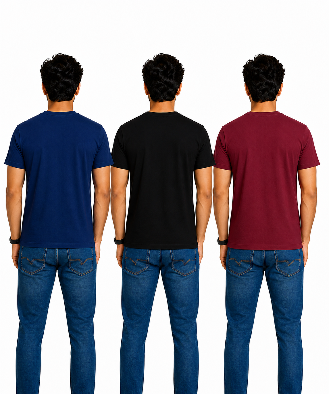 Men's Half Sleeve Printed Round Neck T-Shirt Combo (Pack of 3)