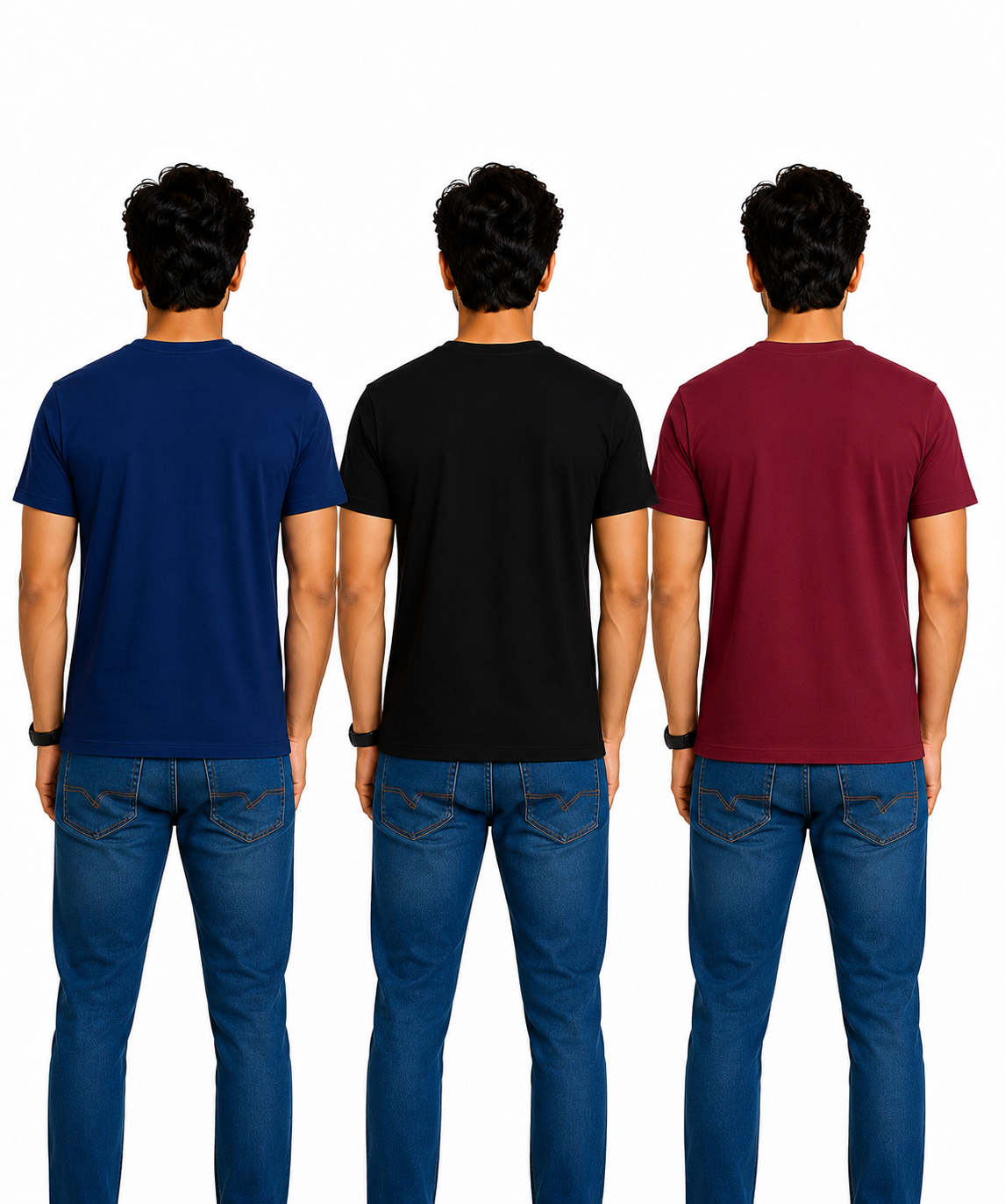 Men's Half Sleeve Printed Round Neck T-Shirt Combo (Pack of 3)