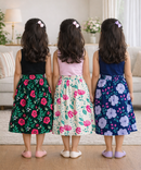 Rayon Floral Printed Skirt | Casual wear for Girl Kids Age 1 To 6 Years (Pack of 3)