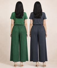 Crinkle Cotton Palazzo Pant | Casual Night wear for Women (Pack of 2)