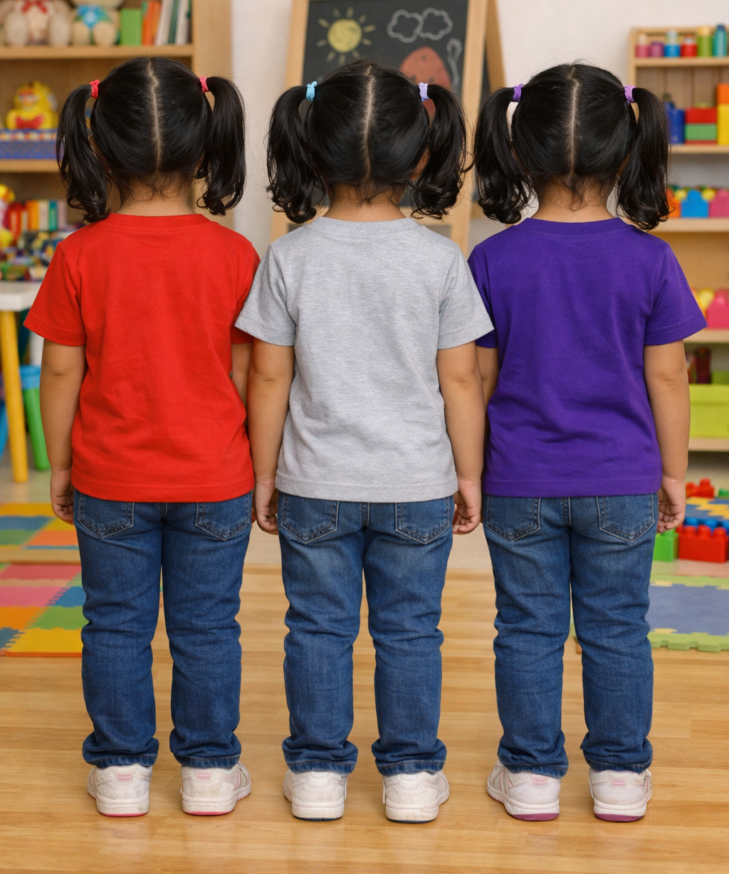Kids Cotton Girls Tshirt Plain Multi Color | Age 0 to 6 Years (Pack of 3 Pieces)