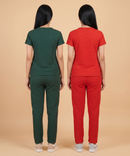 Women Textured Polyester Co-ord Set | Half Sleeve Top & Pants | Pack of 2 Set Combo