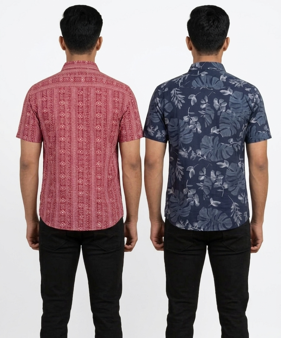 Men's Printed Casual Half Sleeve Shirt | Size - L,XL,2XL | Regular Fit Summer Resort Shirts for Men | Pack Of 2 Piece Combo
