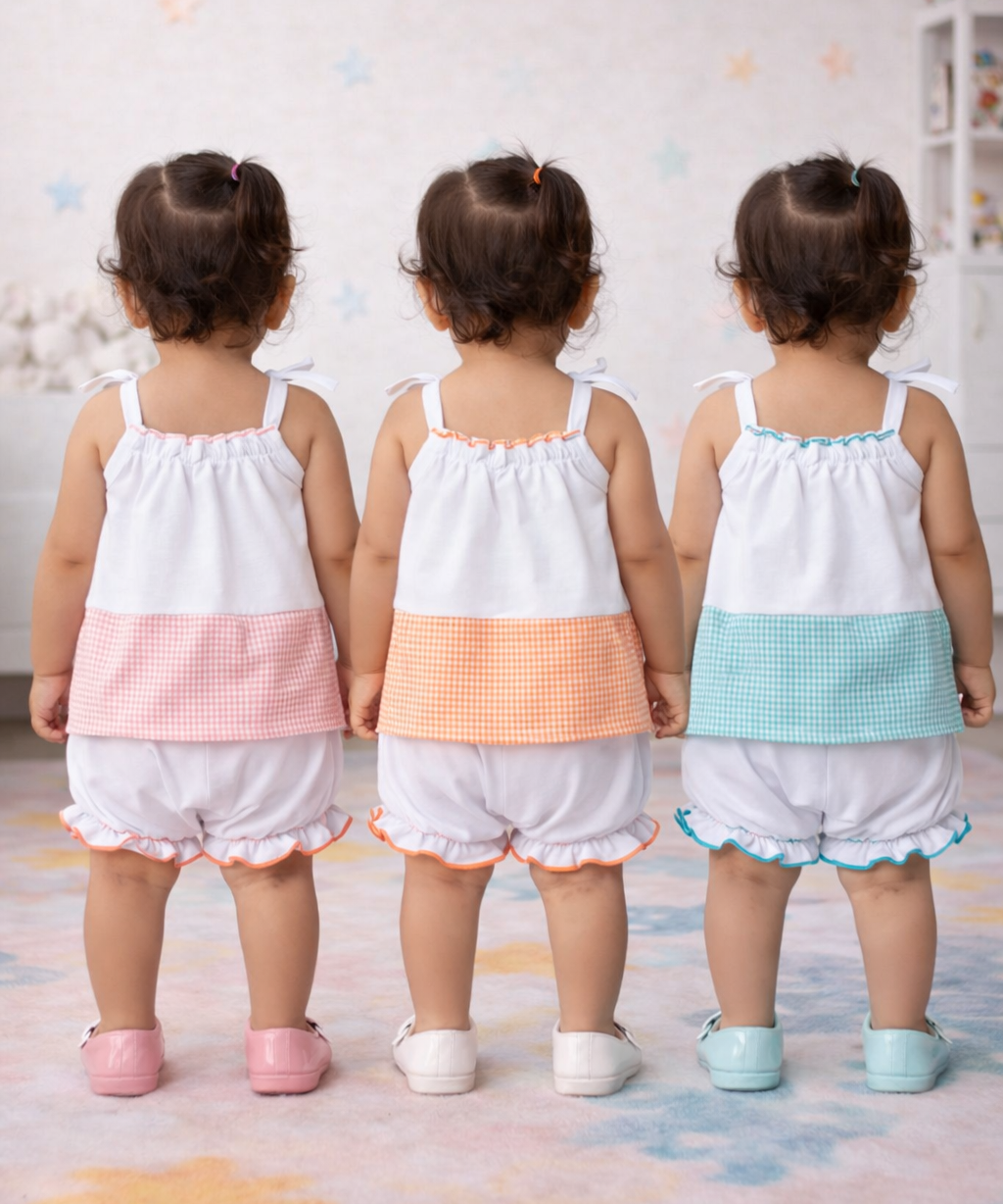 Boy & Girl Baby Printed Top Knot Dress | Top and Shorts Set | 100% Pure Cotton (Pack of 3 Sets Combo)