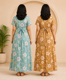 Maternity Feeding Maxi Dress | Nursing Friendly Nighty Style (Pack of 2 Pieces)