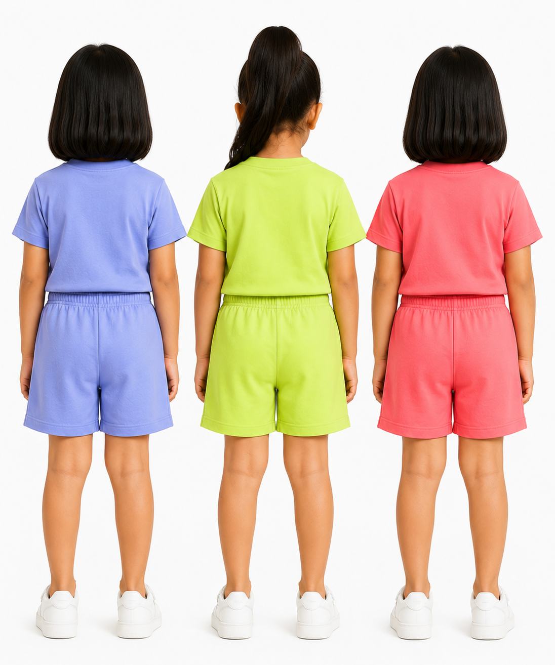 Kids Typography Print T-Shirt & Shorts Co-Ord Set for Girls | Age 6 Months-3 Years | Pack Of 3 Set Combo