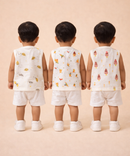 Baby Boys Sleeveless Muslin Cotton Printed Jebla Vest | 3–6 Months (Pack of 3)
