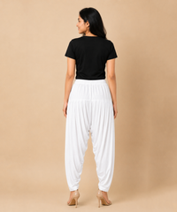 Women's Solid White Color Patiala Pant | Size L, XL, 2XL, 3XL | Comfortable Ethnic Salwar Bottom for Daily Wear