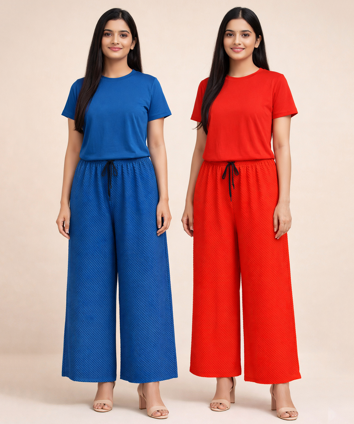 Birdseye Mesh Palazzo Pant | Casual Night wear for Women (Pack of 2)