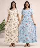 Maternity Feeding Maxi Dress | Nursing Friendly Nighty Style (Pack of 2 Pieces)