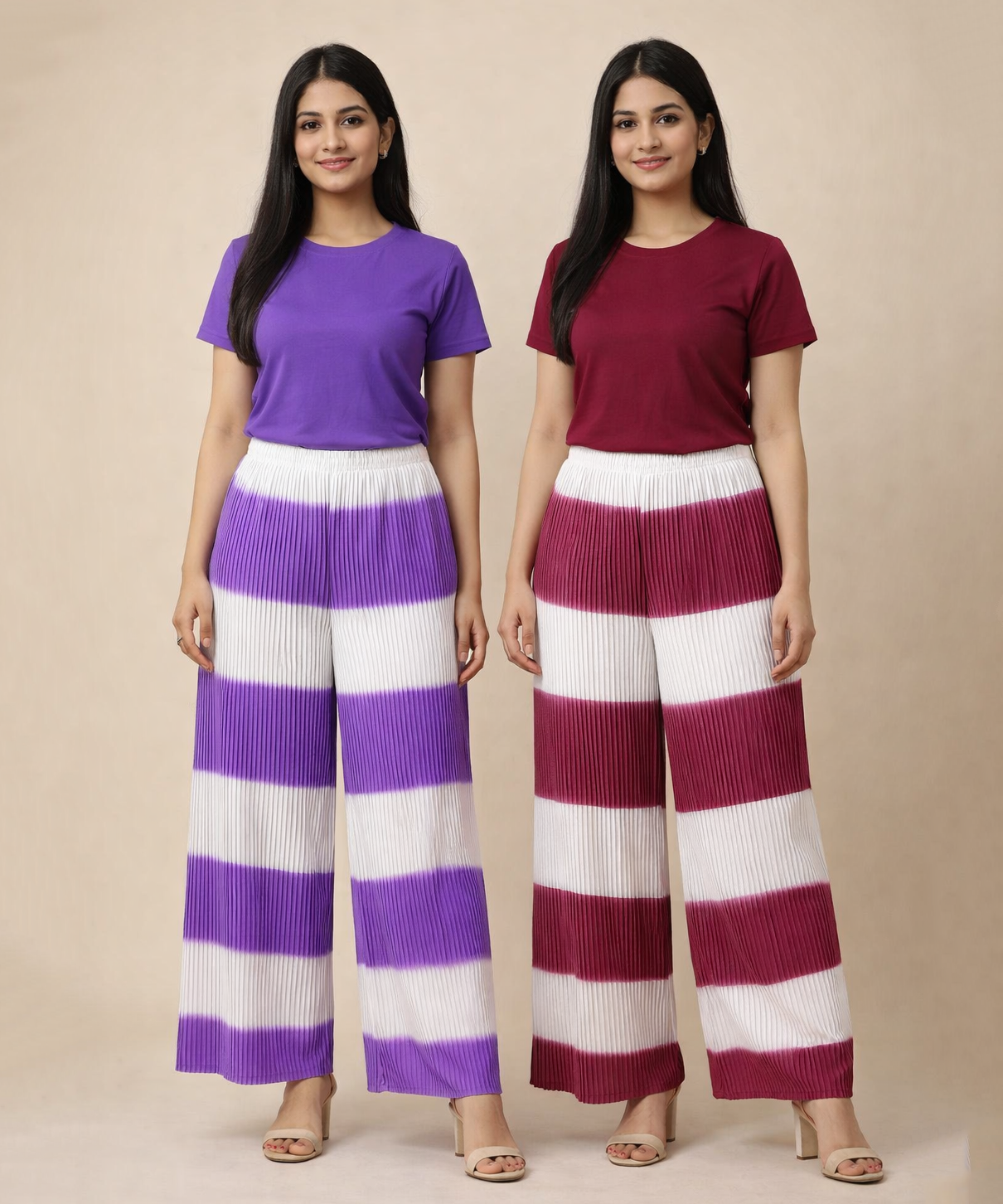 Stripes Palazzo Pant | Casual Night wear for Women (Pack of 2)