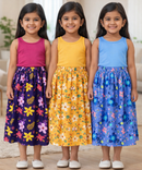 Rayon Floral Printed Skirt | Casual wear for Girl Kids Age 1 To 6 Years (Pack of 3)