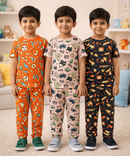 Boys Cotton Cartoon Printed Kids Co-ord Set Combo | Age 0 to 5 Years | T-shirt & Track pant (Combo Set Pack of 3)