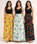 Rayon Floral Printed Skirt for Women Casual & Party Wear | Combo (Pack of 3)