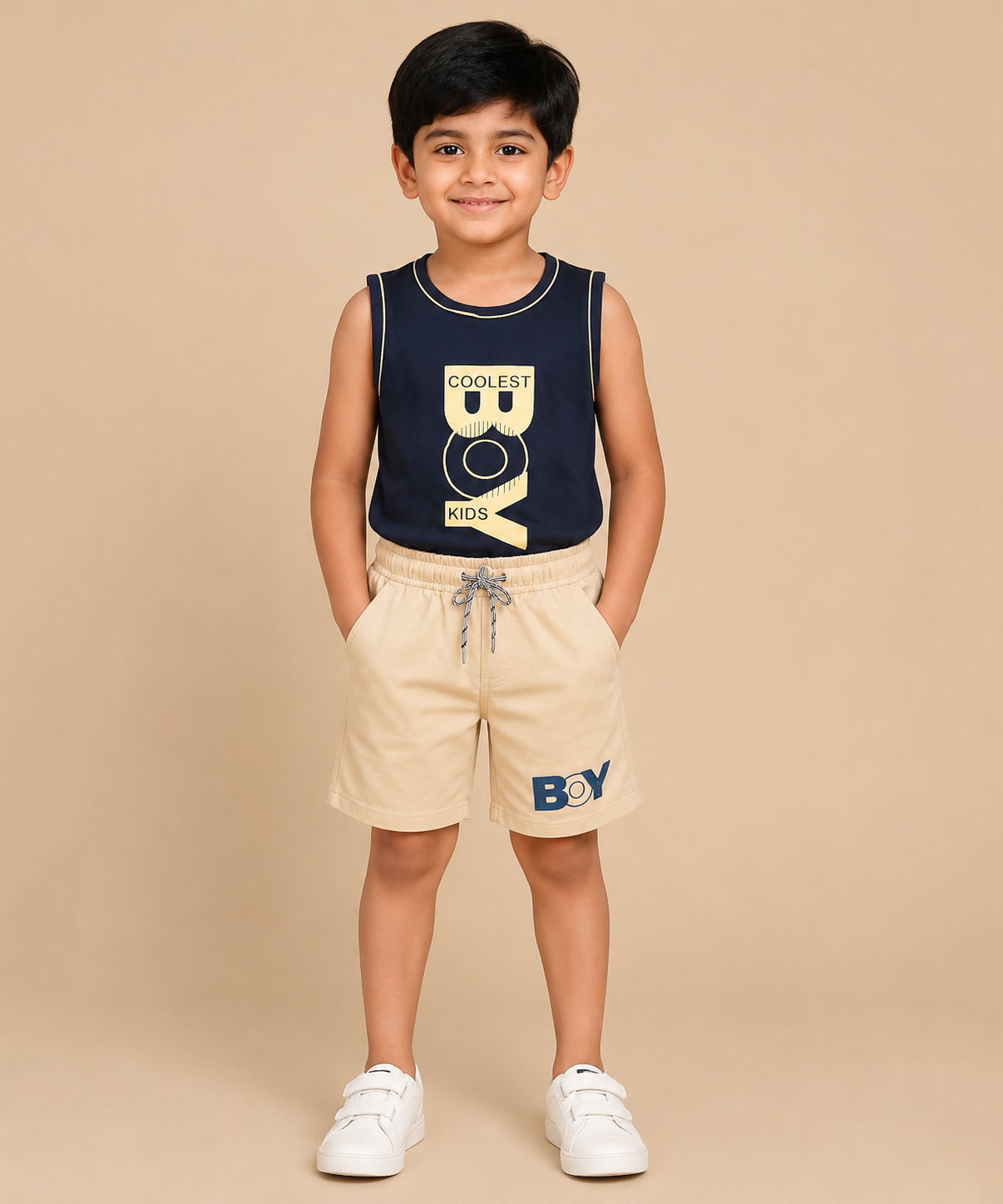 Boys Graphic Print | Sleeveless T-Shirt & Shorts Co-ord Set | Age 4 to 11 Years (Pack Of 1 Set)