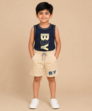 Boys Graphic Print | Sleeveless T-Shirt & Shorts Co-ord Set | Age 4 to 11 Years (Pack Of 1 Set)