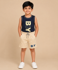 Boys Graphic Print | Sleeveless T-Shirt & Shorts Co-ord Set | Age 4 to 11 Years (Pack Of 1 Set)