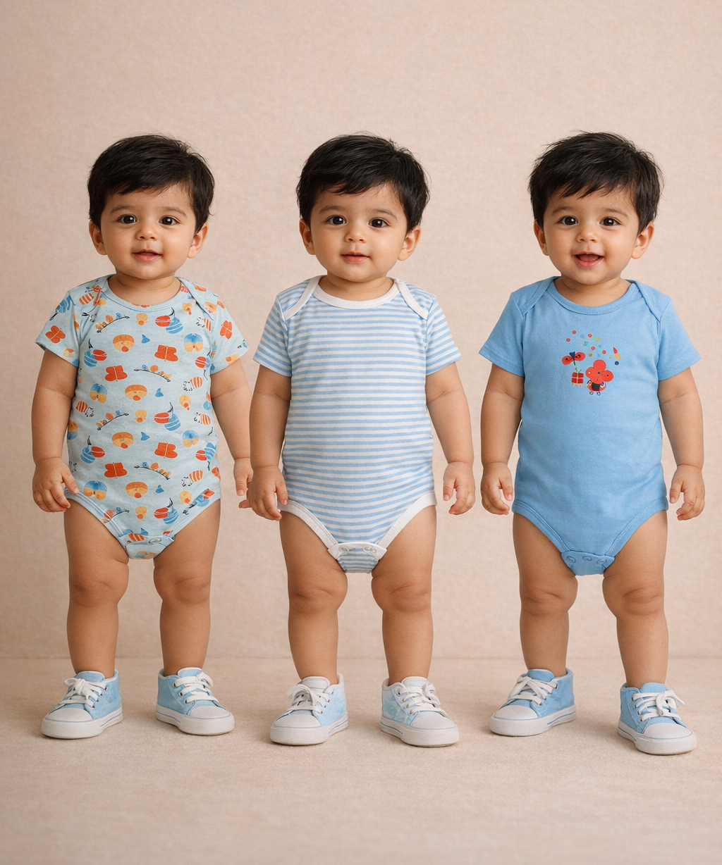 Boy & Girl Baby Half Sleeve Bodysuit | 100% Pure Cotton | Age 0-12 Months (Pack of 3 Combo)