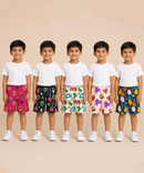 Boys Kids Pure Cotton Printed Shorts with Elastic | Age 4 to 5 Years (Pack of 5 Pieces)