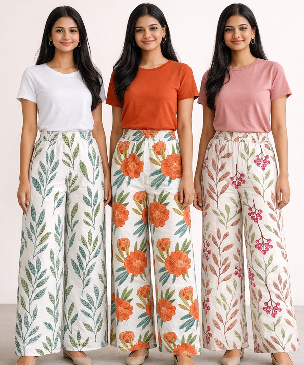 Printed Palazzo Pant | Casual Night wear for Women (Pack of 3)