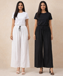 Crinkle Cotton Palazzo Pant | Casual Night wear for Women (Pack of 2)