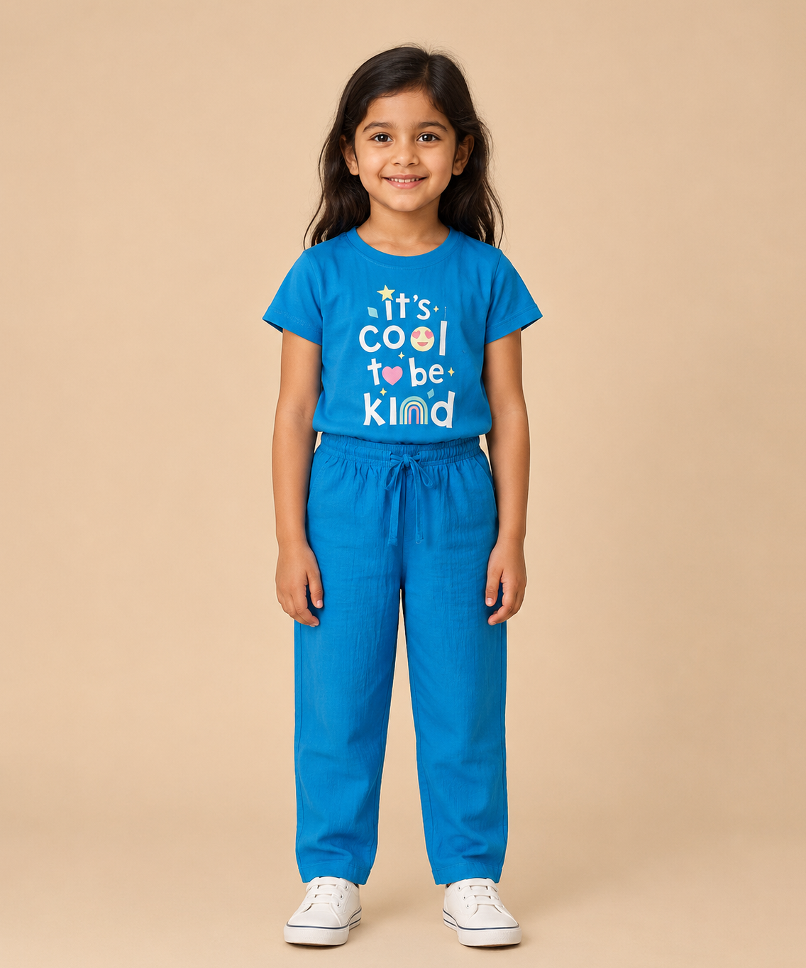 Girls Printed Cotton T-Shirt & Pant Co-Ord Set for Kids Casual Wear | Age 1 to 10 Years | Pack of 1 Set Combo