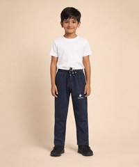 Boys Cotton Track Pant | Plain Melange Blue Color | Age 3 to 12 Years